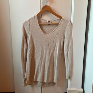 V neck cream tunic sweater